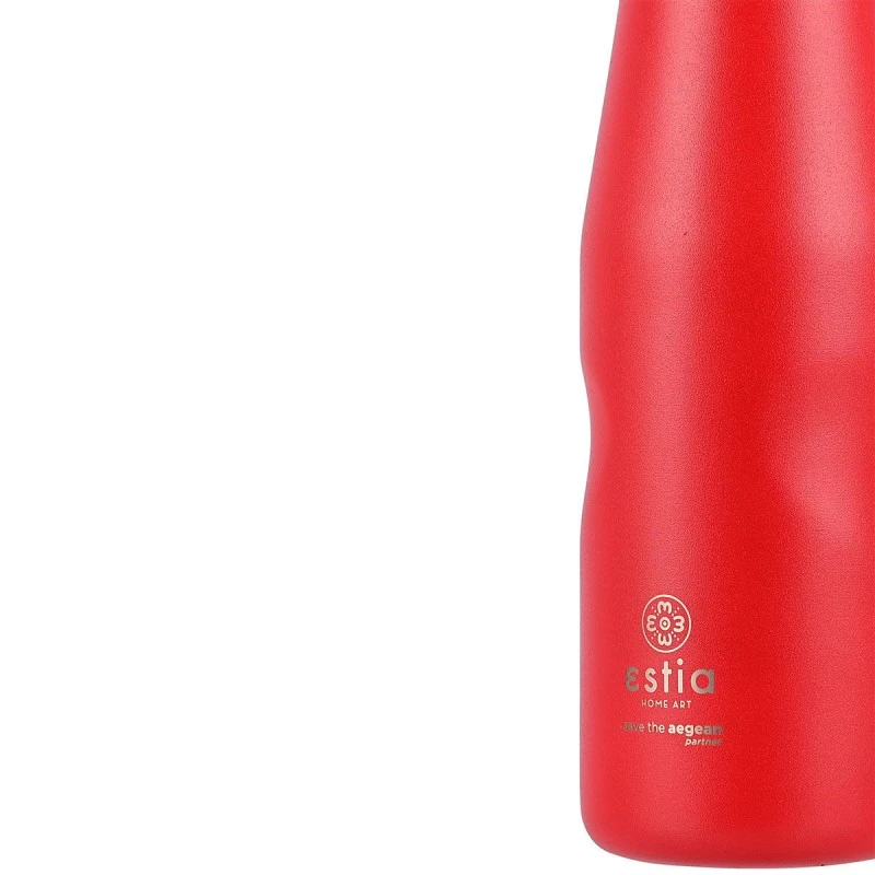 INSULATED BOTTLE TRAVEL FLASK SAVE THE AEGEAN 500ml SCARLET RED