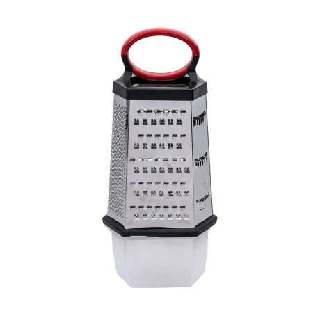 GRATER 6 SIDES STAINLESS STEEL 25cm WITH PLASTIC CONTAINER