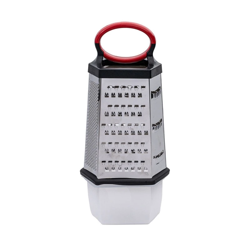 GRATER 6 SIDES STAINLESS STEEL 25cm WITH PLASTIC CONTAINER