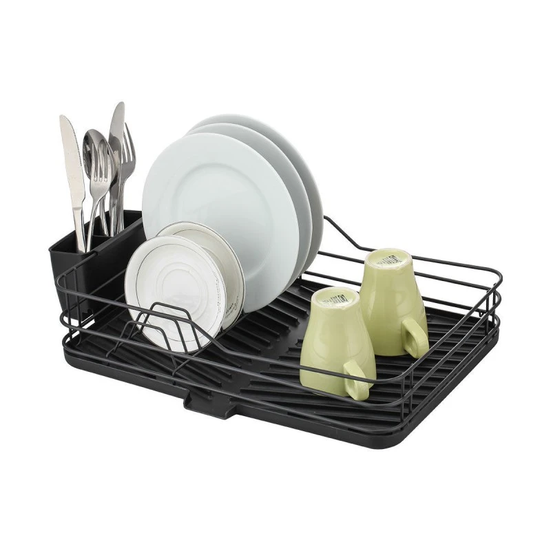 DISH RACK SINGLE TIER METALLIC 43x31cm BLACK