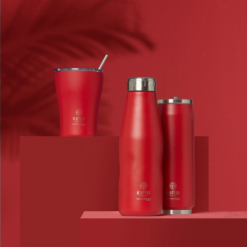 ESTIA ΘΕΡΜΟΣ TRAVEL CUP SAVE THE AEGEAN 500ml SCARLET RED