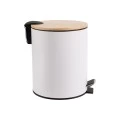 BATHROOM BIN BAMBOO ESSENTIALS SOFT CLOSE  5lt WHITE