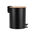 BATHROOM BIN BAMBOO ESSENTIALS SOFT CLOSE  5lt BLACK