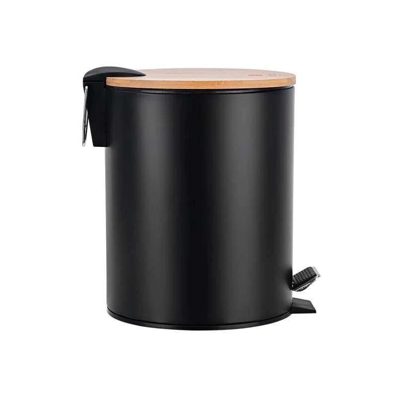 BATHROOM BIN BAMBOO ESSENTIALS SOFT CLOSE  5lt BLACK