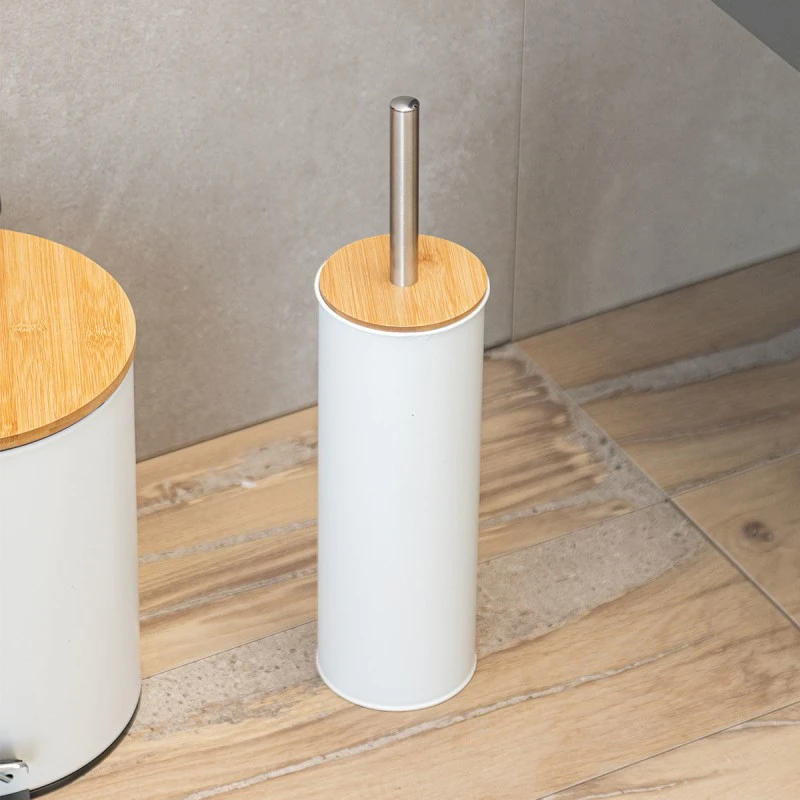 TOILET BRUSH BAMBOO ESSENTIALS METALLIC WHITE