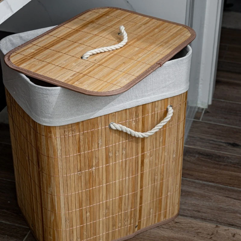 LAUNDRY BASKET BAMBOO ESSENTIALS FOLDABLE RECTANGULAR 60lt