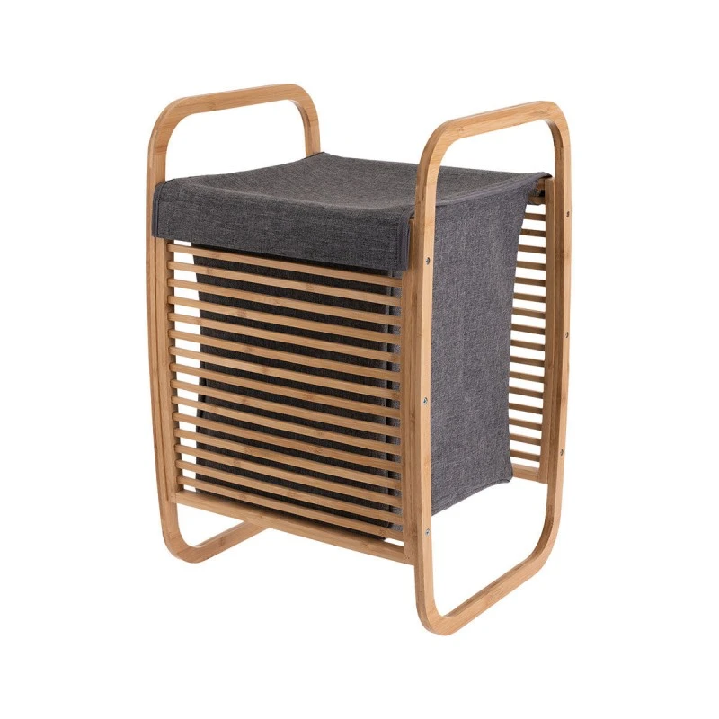 LAUNDRY BASKET BAMBOO ESSENTIALS 40x35x60.5cm WITH POLYESTER BAG