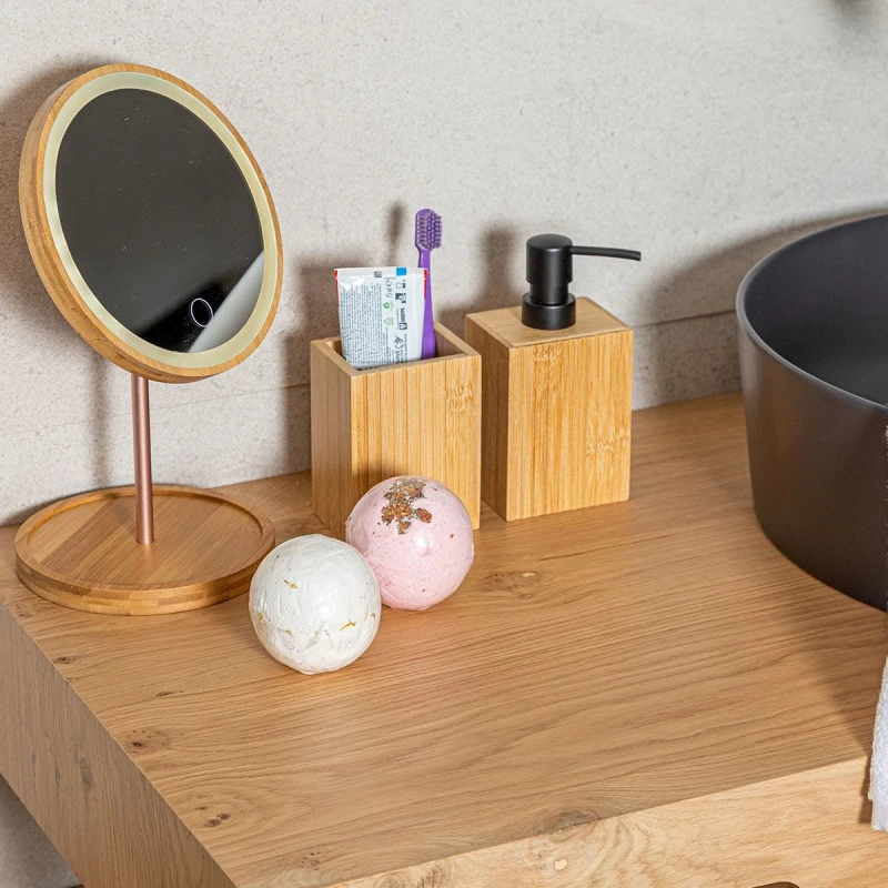 SOAP DISPENSER BAMBOO ESSENTIALS  RECTANGULAR 2x7.5x17.5cm
