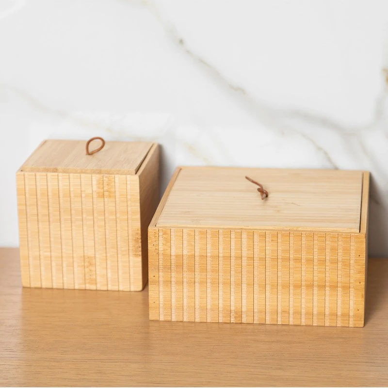 STORAGE &amp; ORGANIΖER BOX BAMBOO ESSENTIAL RECTANGULAR 15x15x7cm
