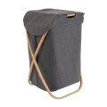 LAUDRY BASKET BAMBOO ESSENTIALS  40x40x70cm FOLDABLE WITH POLYESTER BAG GREY