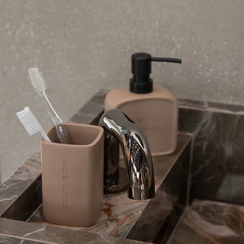 SOAP DISPENCER TEXT POLYRESIN BEIGE