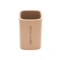 TOOTHBRUSH HOLDER TEXT POLYRESIN BEIGE