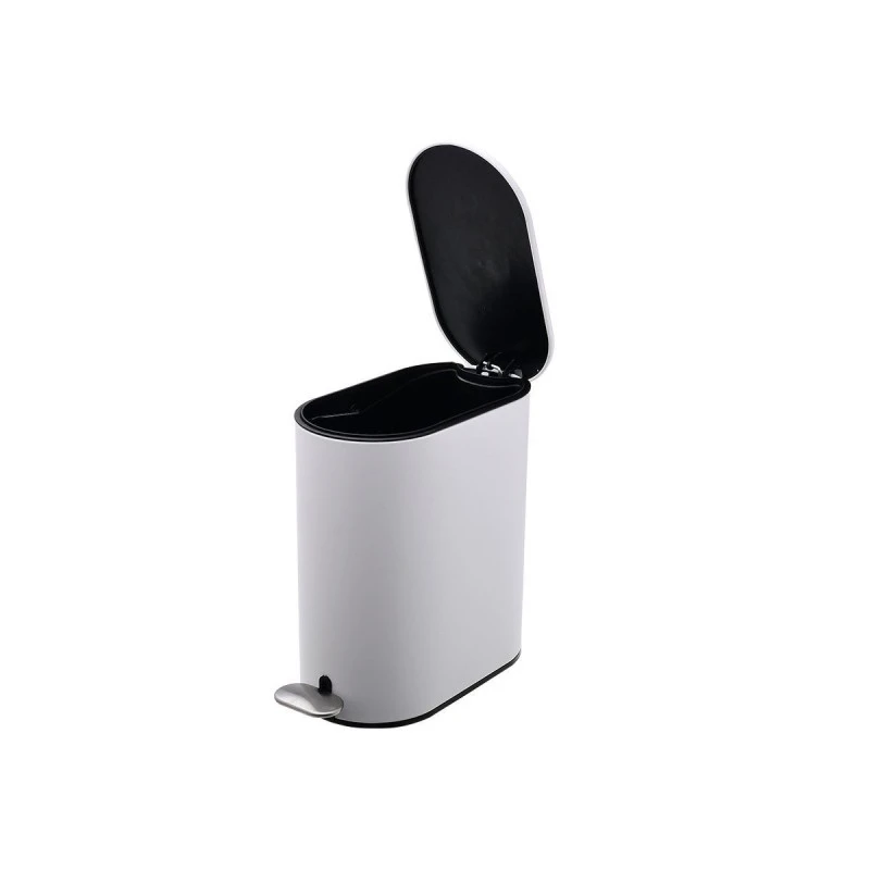 BATHROOM BIN SLIM SOFT CLOSE 5lt MATTE WHITE