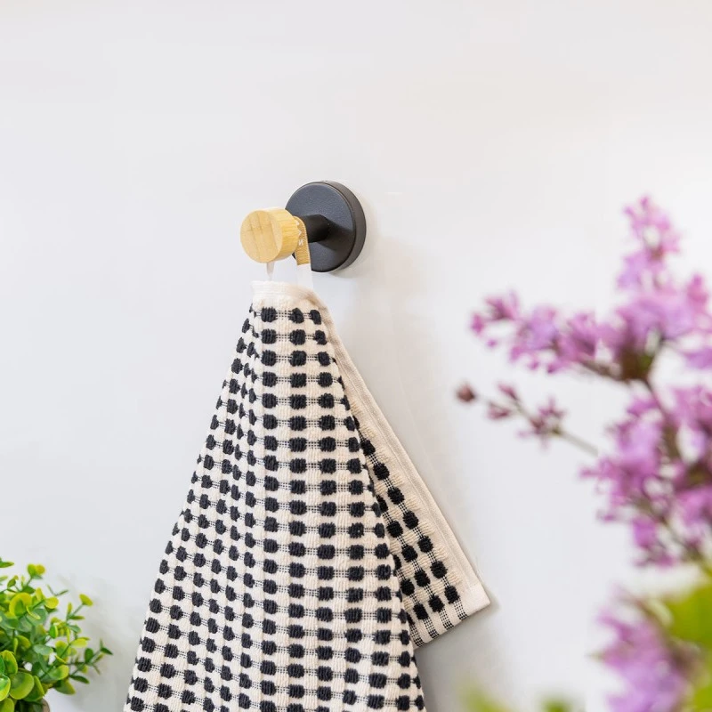 WALL MOUNTED HOOK BAMBOO ESSENTIALS METALLIC BLACK