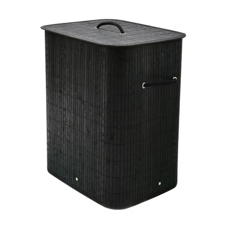 LAUNDRY BASKET BAMBOO ESSENTIALS FOLDABLE RECTANGULAR 60lt BLACK