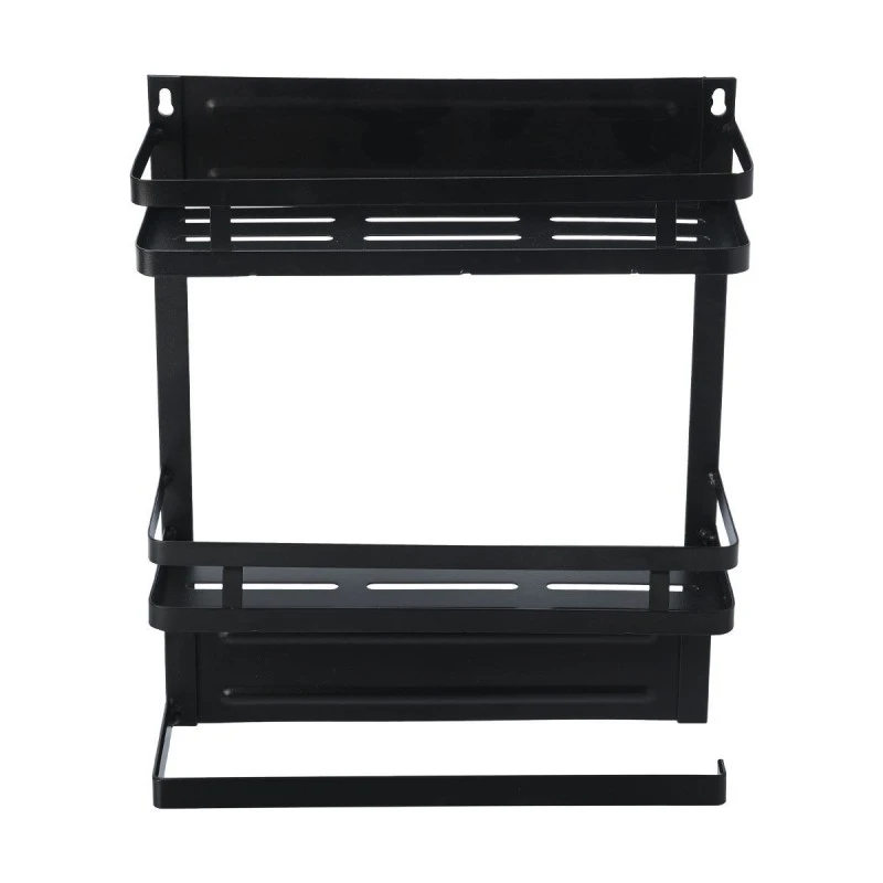 KITCHEN RACK METAL DOUBLE TIER 30x11x37cm WITH PAPER TOWEL HOLDER
