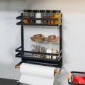 KITCHEN RACK METAL DOUBLE TIER 30x11x37cm WITH PAPER TOWEL HOLDER
