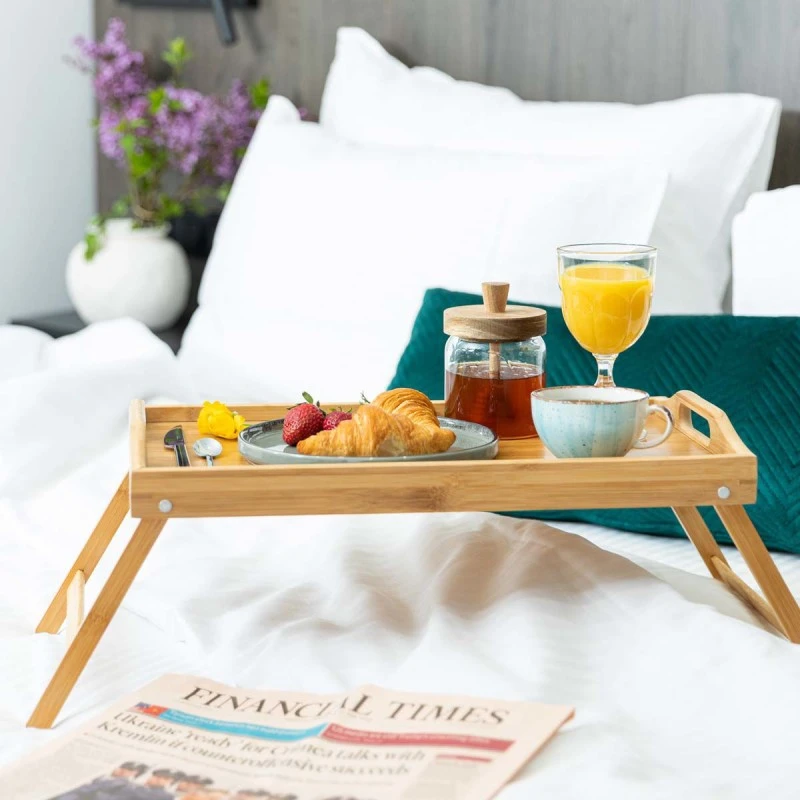 SERVING PLATE BAMBOO ESSENTIALS BAMBOO ESSENTIALS 50Χ30Χ21cm WITH FOLDING LEGS