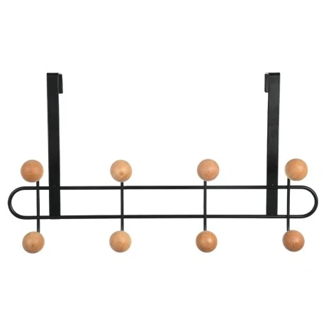 DOOR HANGER METALLIC 41x7.5x23cm 8 HOOKS BLACK