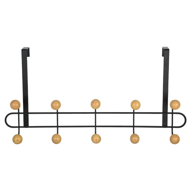 DOOR HANGER METALLIC 52x7.5x23cm 10 HOOKS BLACK