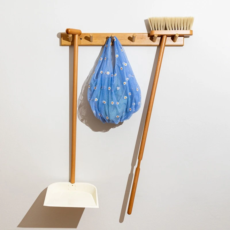 WALL HANGER BAMBOO 59x6x7cm 6 HOOKS