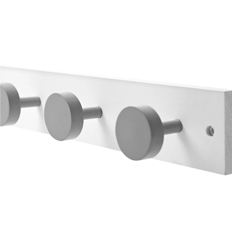 WALL HANGER WOODEN 40x6x6cm 4 HOOKS WHITE