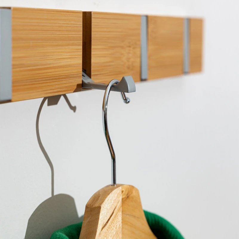 WALL HANGER WOODEN 40x5.5x1.8cm WITH 4 FOLDABLE HOOKS