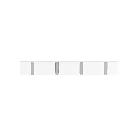 WALL HANGER WOODEN 40x5.5x1.8cm WITH 4 FOLDABLE HOOKS WHITE