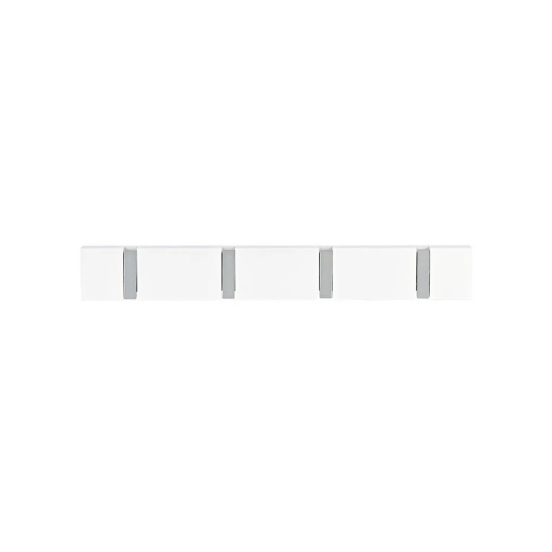 WALL HANGER WOODEN 40x5.5x1.8cm WITH 4 FOLDABLE HOOKS WHITE