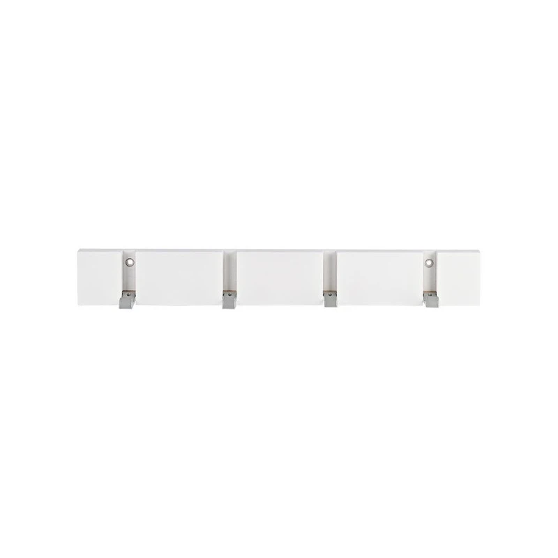 WALL HANGER WOODEN 40x5.5x1.8cm WITH 4 FOLDABLE HOOKS WHITE