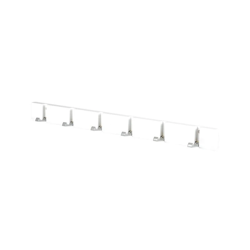 WALL HANGER WOODEN 60x5.5x1.8cm WITH 6 FOLDABLE HOOKS WHITE