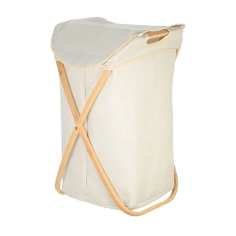 LAUNDRY BASKET BAMBOO ESSENTIALS 40x40x70cm FOLDABLE WITH CASE BEIGE