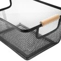 STORAGE BASKET METALLIC WITH WOODEN HANDLES 30x21x14cm BLACK