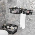 STORAGE BASKET METALLIC WITH WOODEN HANDLES 30x21x14cm BLACK