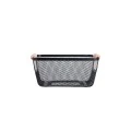 STORAGE BASKET METALLIC WITH WOODEN HANDLES 24x17x11cm BLACK