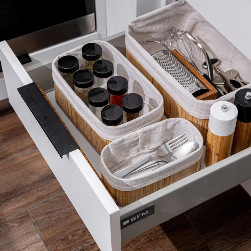 STORAGE &amp; ORGANIZER  BOX BAMBOO ESSENTIALS 24.5x10cm WITH CLOTHING