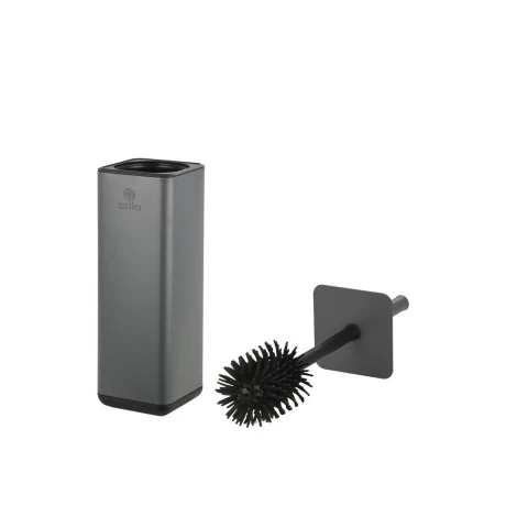 TOILET BRUSH CUBIC METALLIC WITH PLASTIC CONTAINER 25cm GREY
