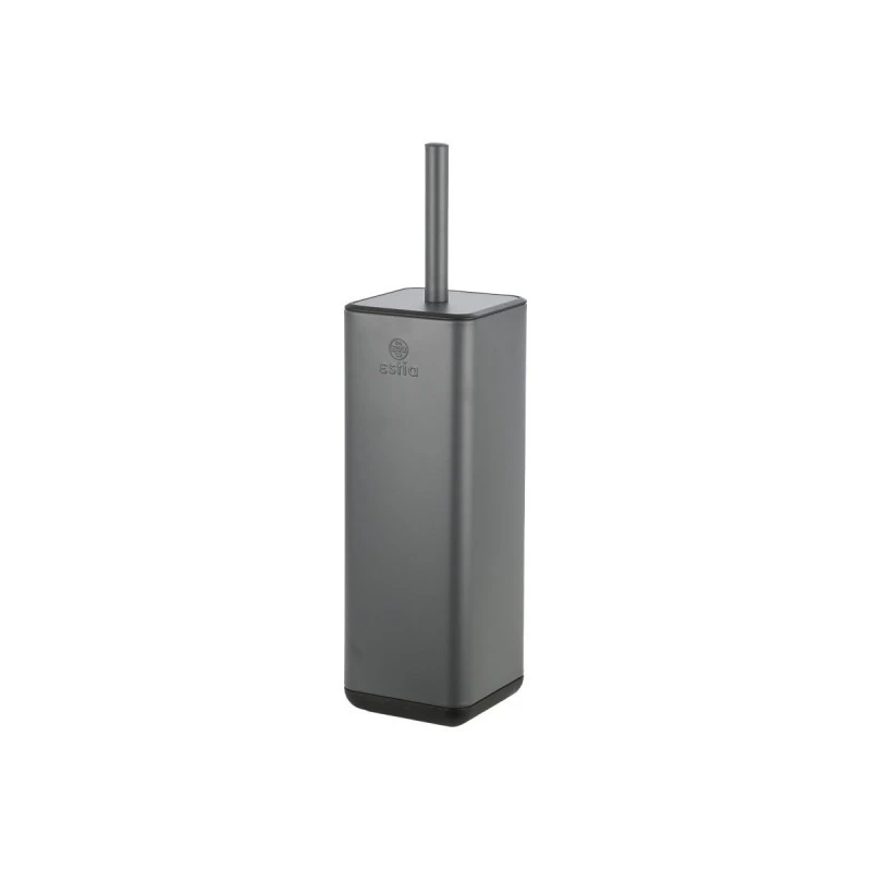 TOILET BRUSH CUBIC METALLIC WITH PLASTIC CONTAINER 25cm GREY
