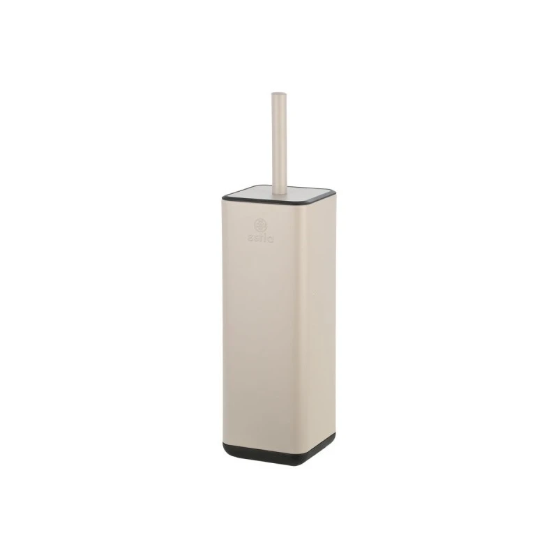 TOILET BRUSH CUBIC METALLIC WITH PLASTIC CONTAINER 25cm TAUPE