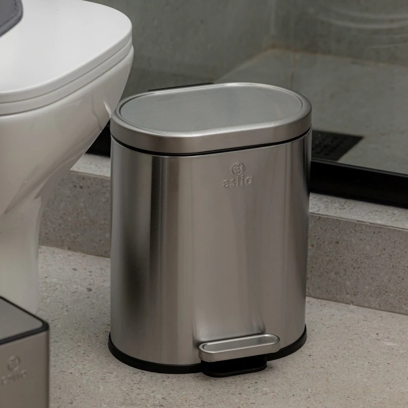 BATHROOM BIN OVOID SOFT CLOSE 6lt INOX