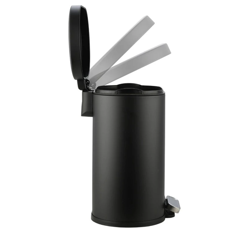 BATHROOM BIN OVOID SOFT CLOSE 6lt BLACK