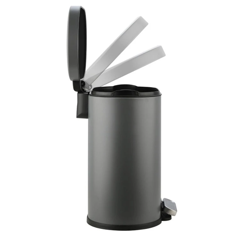 BATHROOM BIN OVOID SOFT CLOSE 6lt GREY
