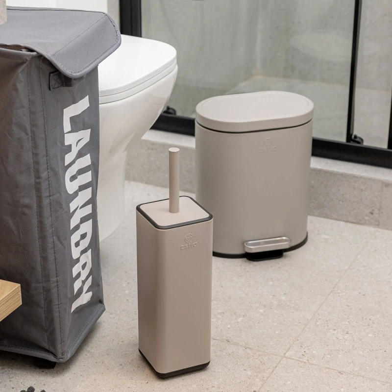 BATHROOM BIN OVOID SOFT CLOSE 6lt TAUPE