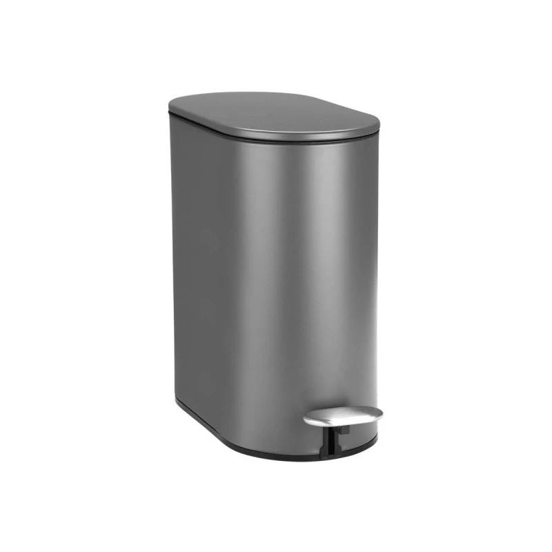 BATHROOM BIN SLIM SOFT CLOSE 5lt MATTE GREY