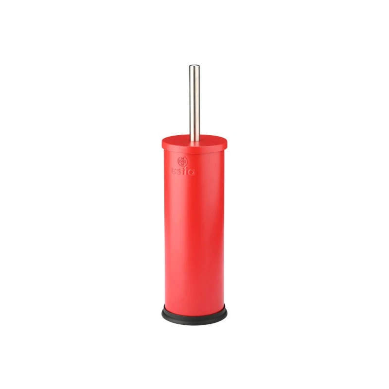 TOILET BRUSH CLASSIC METALLIC 23cm WITH PLASTIC CONTAINER MATTE RED