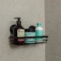 BATHROOM SHELVES WITH SUCTION CUP BLACK