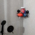 BATHROOM CORNER SHELVES WITH SUCTION CUP BLACK