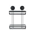 BATHROOM SHELVES WITH SUCTION CUP 2-TIER BLACK