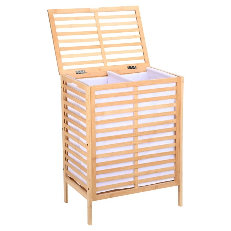 LAUNDRY BASKET BAMBOO ESSENTIALS 60lt  DOUBLE