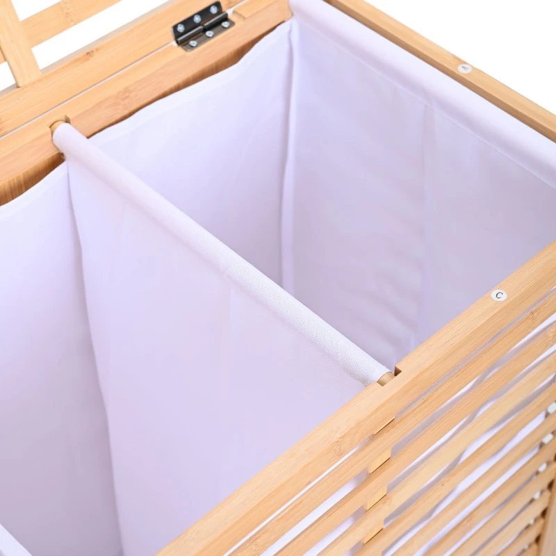 LAUNDRY BASKET BAMBOO ESSENTIALS 60lt  DOUBLE